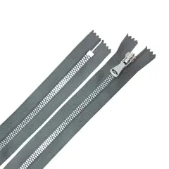 5MM Closed Bottom Zipper Gray Tape Nickel Teeth 7 Inches