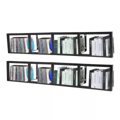 2x Large Floating Shelf Wall Mount CD DVD Rack Media Storage Organizer Shelves