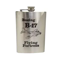 8oz B-17 Flying Fortress Stainless Steel flask Laser