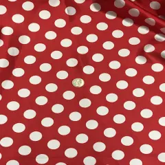 1 Yard Red Satin Fabric with White Polka Dots Lightweight, 59/60&rdquo; Wide Polyester
