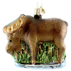 Old World Christmas 3.0 Inch Munching Moose Tree Ornament , Ornament Wild Life Animal Deer Brown