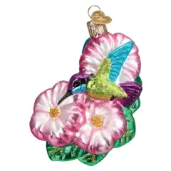 Old World Christmas 4.25 In Magnificent Hummingbird Tree Ornament , Spring Ornament Bird Flowers Pink