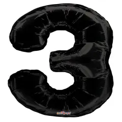 34" Numeral 3 Balloon - Black, 1ct