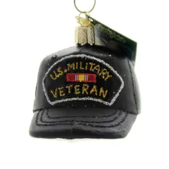 Old World Christmas 2.5 Inch Veterans Cap Tree Ornament , Us Military Service Ornament Black