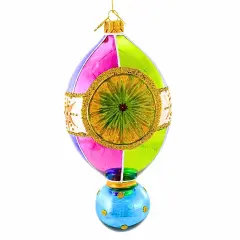 Huras Family 7.75 In Queen's Delight Christmas Tree Ornament , Christmas Decor Merry & Bright Lemon Drop Reflector Multicolored