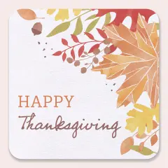 Big Dot of Happiness 25 Ct Fall Foliage Thanksgiving Drink Coasters, 4-Inch Disposable Square Paper Coasters for Autumn Leaves Friendsgiving Party