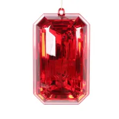 8&Prime; Red Rectangle Jewel Glitter Ornament &ndash; Sparkling Acrylic Jewel