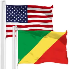 G128 Combo Pack: American USA Flag 3x5 Ft & Republic of the Congo Flag 3x5 Ft | Both LiteWeave Pro Series Printed 150D Polyester, Brass Grommets