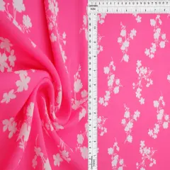 1 Yard Wool Dobby Floral Print Fabric, 58/59&Prime; Wide 100% Polyester PINK HOT