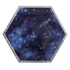 Galaxy Hexagon Shaped 9.25" Dinner Plates 8ct - Foil Stamping