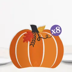 Big Dot of Happiness 3D Fall Pumpkin Centerpiece Table Decorations, Freestanding Halloween or Thanksgiving Party Decor, Party Centerpieces - 8 Count