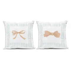 Stupell Industries Striped Border Bow 2 Piece Outdoor Printed Pillow Set design by PATRICIA PINTO, 18 x 7 x 18