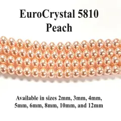 Peach EuroCrystal 5810 Round Pearls - 2mm, 3mm, 4mm, 5mm, 6mm, 8mm, 10mm, and 12mm - Strands - Made in Austria