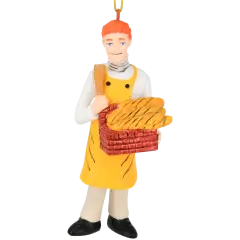 Tree Buddees Funny Ginger Bread Man Ornament Redhead Baker with Bread Basket Hilarious Play on Words