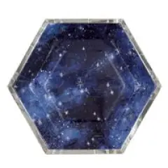 Galaxy Hexagon Shaped 8.25" Dessert Plates 8ct - Foil Stamping