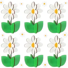 12 Pcs Spring Daisy Wood Signs Retro 3D Flowers Table Decoration Rustic Farmhouse Daisy Table Centerpiece Floral Block Tabletop Signs for Spring Home Tiered Tray Decor