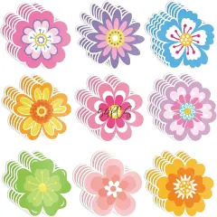 54 Pcs Spring Flower Cut-Outs Double Printed Paper Flower Decor for Spring Bulletin Board Classroom Decoration (Flower 54)