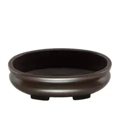 2 Oval Heavy Duty Plastic Bonsai / Succulent Pot + Mesh 7"x 4.5"x 2" Dark Brown