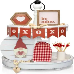 Beautiful Tiered Tray Decor Set for Valentines Day - Interchangeable All Season Decorations Bundle Incl. Easter, Spring & More - Modern Farmhouse Centerpiece for Home & Kitchen Decor