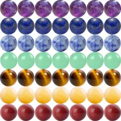 7 Chakra Natural Stone Beads Mixed 100pcs 10mm Round Genuine Real Stone Beading Loose Gemstone Amethyse Color DIY Smooth Beads for Bracelet Necklace Earrings Jewelry Making (7 Chakra Stone, 10mm)