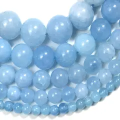 Crystal Blue Beads for Jewelry Making Gemstones Round Natural Stone Aquamarine Beads for Bracelets Making Adults 15inch 4mm