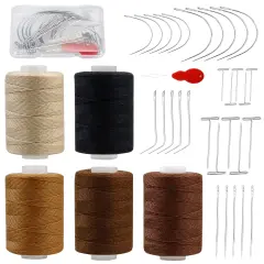 5 Rolls Hair Extension Thread Sewing Threads Hair Weave Threads with 30 Pieces T/C/J/I Needles Using for Hand Sewing,Hair Extensions,Wig Making Hair Extensions Modelling Crafts CJ