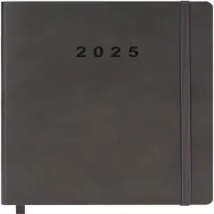2025 Planner - Weekly and Monthly Planner Jan 2025 - Dec 2025, Holidays, Contacts and Notes Pages, Vegan Leather Cover, Elastic Closure, 5.5&rdquo;x8.25&rdquo;, Grey