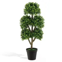 45" Tall Fake Potted Boxwood Tree w/ 5 Ball-Shaped Topiaries Home Office