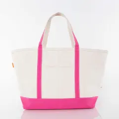 Large Classic Tote -- 18 oz. Heavyweight Durable Canvas -- Natural Canvas & Hot Pink Color