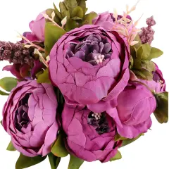 Vintage Artificial Peony Bouquet Silk Peony Flowers Fake Ponies for Wedding Bridal Home D&eacute;cor Floral Centerpiece Arrangement Wedding Bouquet Purple
