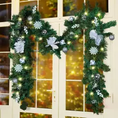 9 FT LED Christmas Garland with Berries Bows Christmas Balls