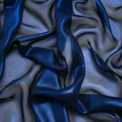 1 Yard Navy on Black Chiffon Metallic Polyester Fabric, 60" Width