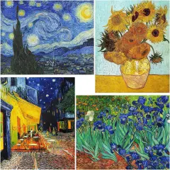 Paint by Numbers for Adults and Beginner, 4 Pack Van Gogh Starry Night, Without Frame DIY Oil Painting Acrylic Paints, Home Wall Decor Gift (16x19inch)