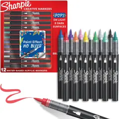 Creative Paint-like Brush Tip Acrylic Markers, Assorted Colors, 12 Count, Perfect for Art and Craft Supplies