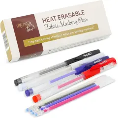 Heat Erasable Fabric Marking Pens for Sewing and Quilting | Fabric Markers for Sewing, Embroidery, Dressmaking with 4 Pens + 4 Refills | No Ghost Lines, Disappearing Ink for Precise Marking