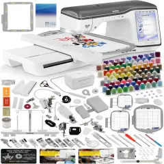Brother Stellaire Innov-&iacute;s XJ2 Sewing + Embroidery Machine, 14" x 9.5" Field Size - Includes BES Lettering Software + Brother Best 100 Thread Kit + Magnetic SAMF300 Hoop + Embroidery Magic Video