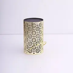 3 Metallic Gold 3x5 in Plastic LEDLANTERN LAMPS Flower Design Party Decorations