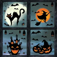 4 Sheets Halloween Silhouette Window Stickers