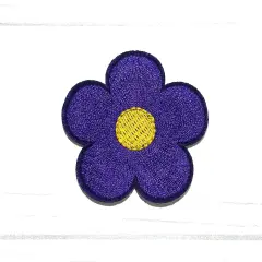 Flower embroidered patch Purple