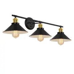3-Light Industrial Black Wall Sconce Rustic Bathroom Vanity Light for Mirrors, Farmhouse, or Office