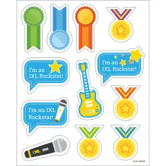IXL 72 Ribbons and Rockstars Stickers for Kids, 6 Sheets of Incentives for Awards, Classroom Prizes, Reward Chart, Crafts, Scrapbooking, Planner, Motivational School Supplies