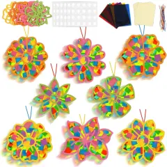Flower Spring Suncatchers Crafts Kit DIY Floral Window Stained Glass Effect Paper Spring Home School Classroom Decoration Art Craft Creative Activity Project