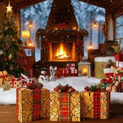 3 Pieces Rattan Gift Box Set Natural Woven Storage Baskets