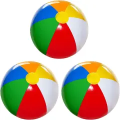 4E's Novelty HUGE Beach Balls 3 Pack Large Inflatable Beach Balls &ndash; 20" Classic Rainbow Pool Balls for Swimming Pool