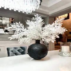 Azore Artificial White Silk Stem Faux Leaf Branches 42" set of 4