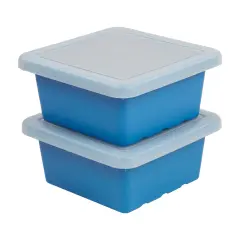 Square Bin with Lid, Storage Containers, 2-Pack French Blue