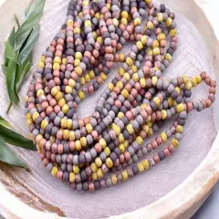 4/0 Aged Matte Cherry Blossom Picasso Mix Seed Beads (20"Strand)