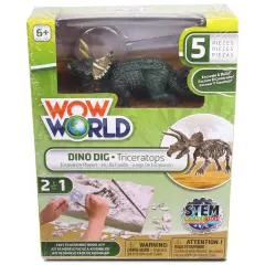 WowWorld: Dino Dig - Triceratops - All-In-One Dinosaur Skeleton Excavation Kit, Tools & Construction Figurine, Educational Science Toy, Kids Ages 6+