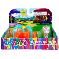 Zoonicorn: Playground Mini Playset - Surprise Assorted Style - Swing Set OR Merry Go Round & A Zoonicorn Character Figurine, Miniature Toy, Kid Age 3+