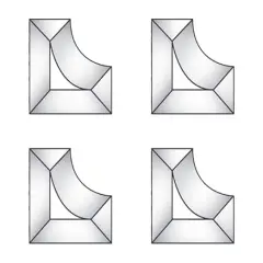 2" x 1" Clear Glass Border Bevel Cluster BC442